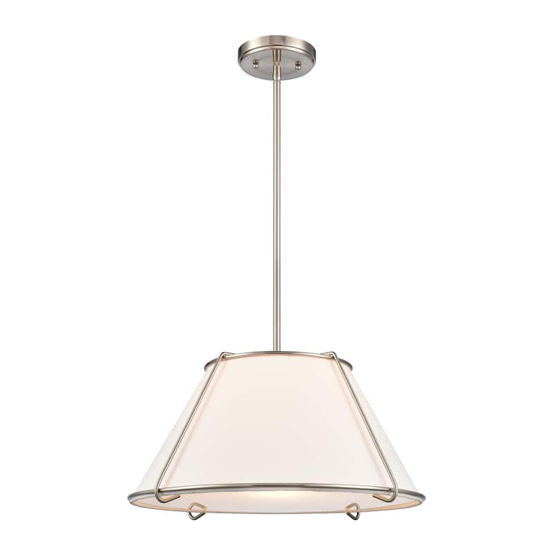 Elk Home Regalia Satin Nickel With White Linen Shade 1 Light Pendant - 18'' - Satin Nickel