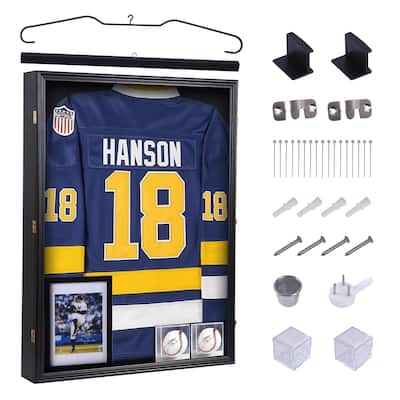 XL Jersey Frame Display Case, Deep Jersey Display, Football Jersey Display Case, 98%UV Protection,2 Baseball Case,1 Photo Frame