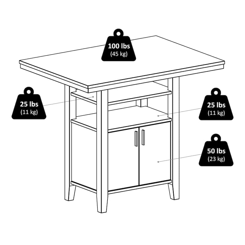 Albany High Table with Cabinet, Walnut - 41.73 x 29.92 x 35.83 inches