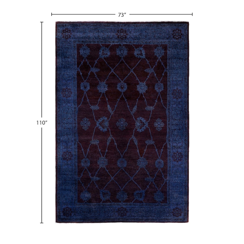 Overdyed One-of-a-Kind Hand-Knotted Area Rug - Purple - 6' 1" x 9' 2"