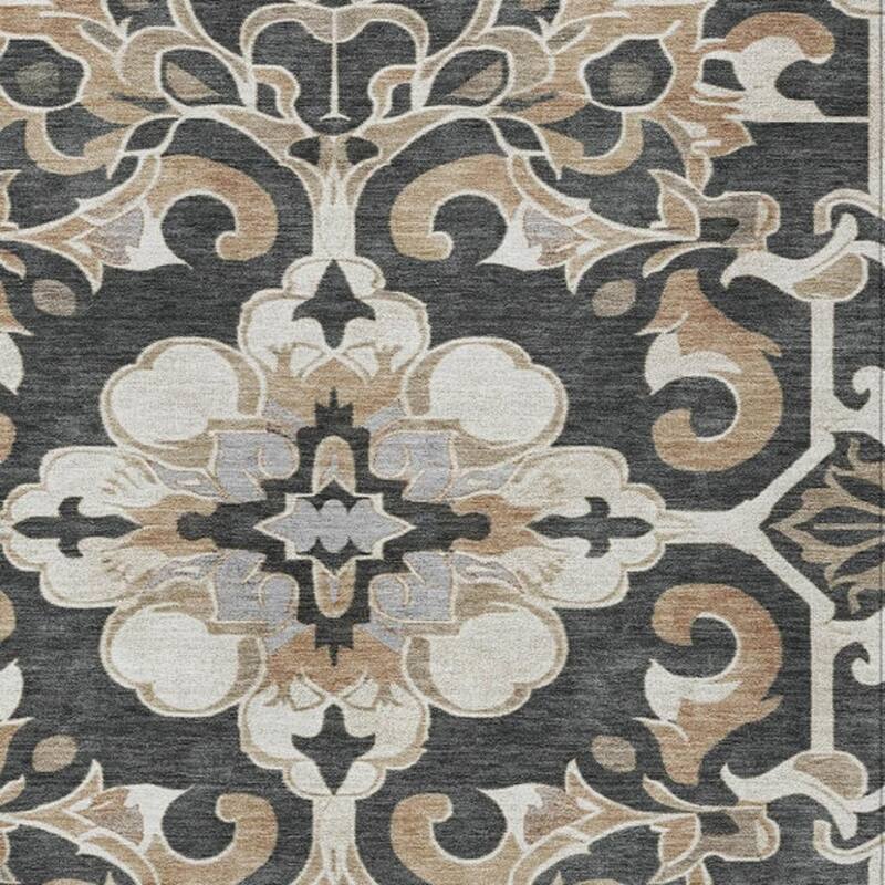 HomeRoots Damask Traditional Rectangle Outdoor Rug