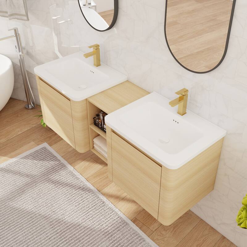 Beingnext 24''/28''/36''/40''/60''/68'' Floating Bathroom Vanity with Sink, Wall Mounted Bathroom Vanity with Soft Close Door