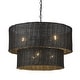 preview thumbnail 1 of 5, Erma 6 Light Chandelier Matte Black with Black Wicker