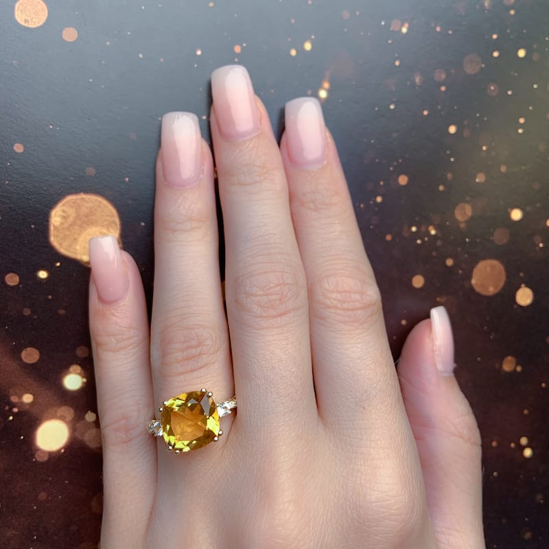 Miadora 10k Yellow Gold Citrine, Sapphire, and Diamond Accent Ring