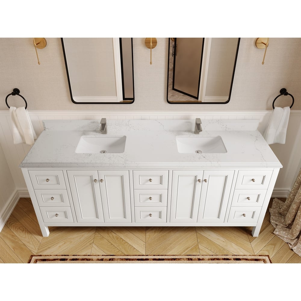 Willow Collections 84 in. W x 22 in. D Nashville Double Bowl Sink Bathroom Vanity with Countertop
