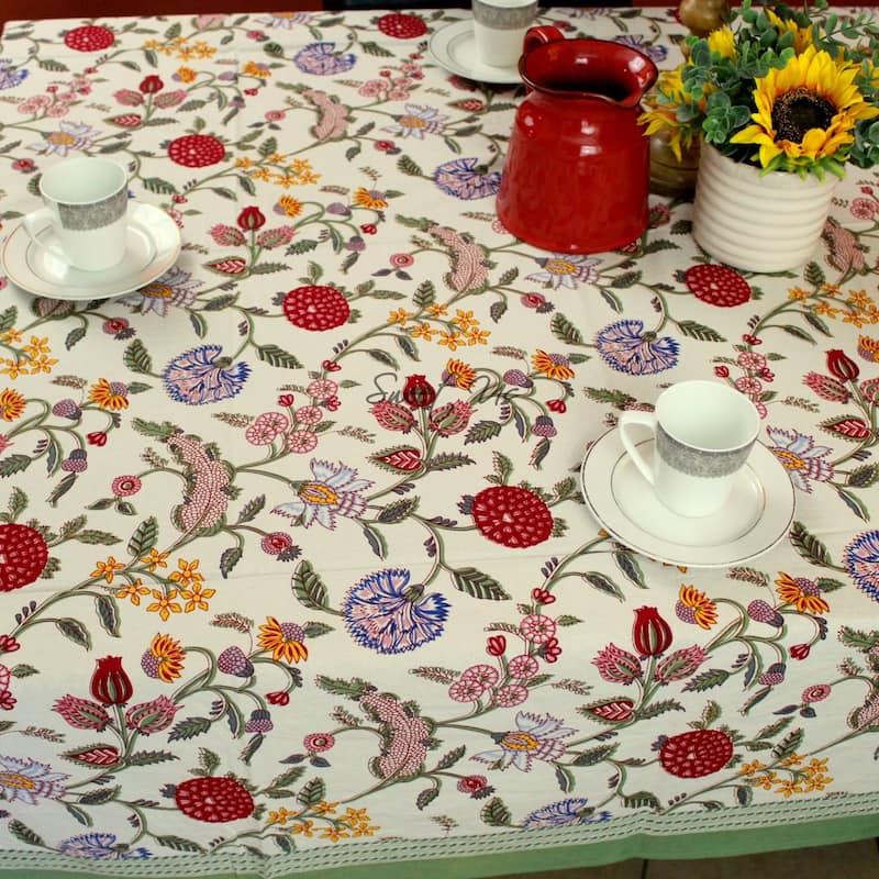 Cotton Floral Berry Print Tablecloth Collection