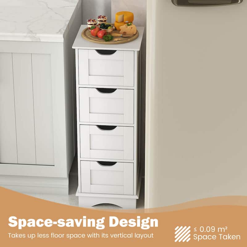 Costway Bathroom Storage Cabinet with 4 Drawers Cut-out Handles - See Details