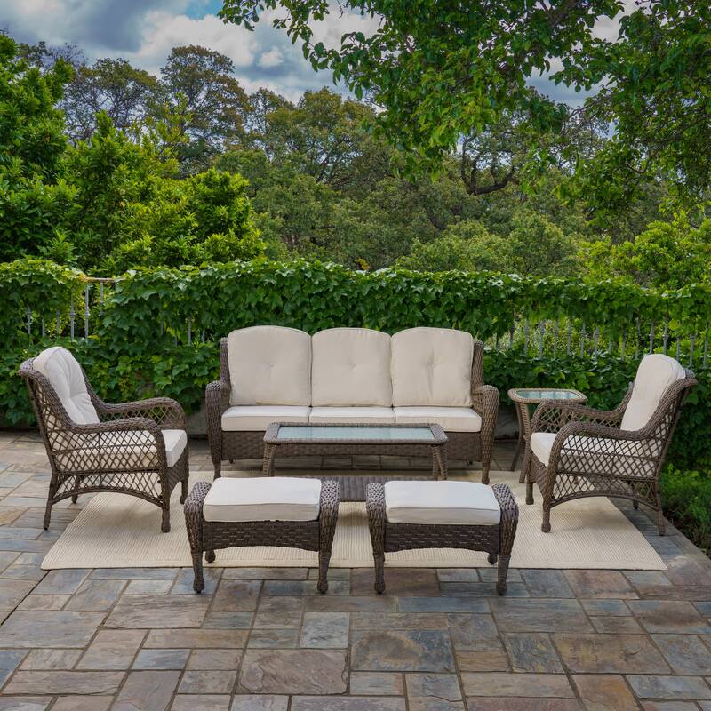 Rio Vista Sandstone Outdoor Wicker Patio Sofa Set (6-Piece) - Sandstone