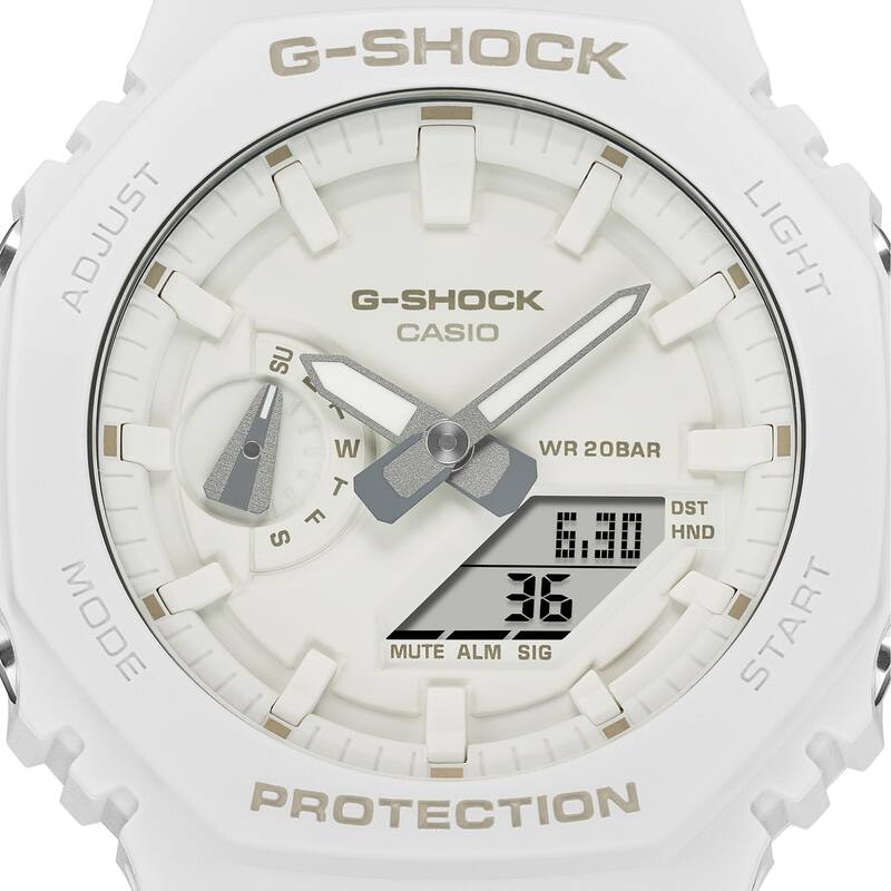 GA-2100-7A7 Men's G-Shock Tone-on-Tone Analog & Digital Watch, White