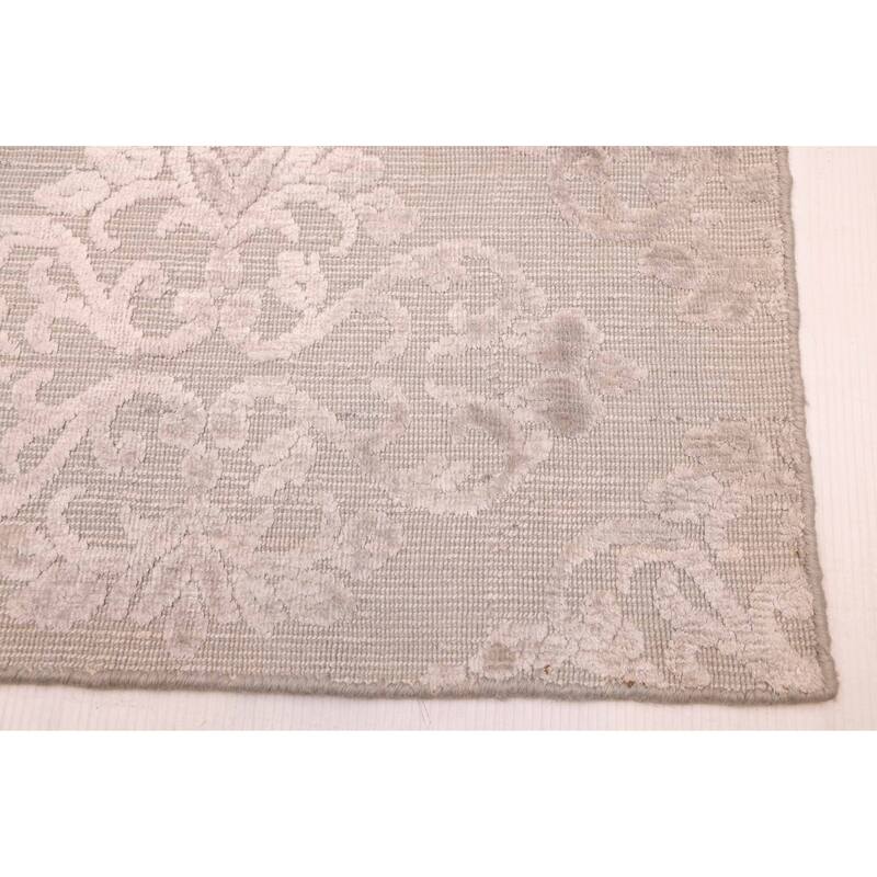 ECARPETGALLERY Hand Loomed Elysian Grey Viscose, Wool Rug - 6'6 x 9'9