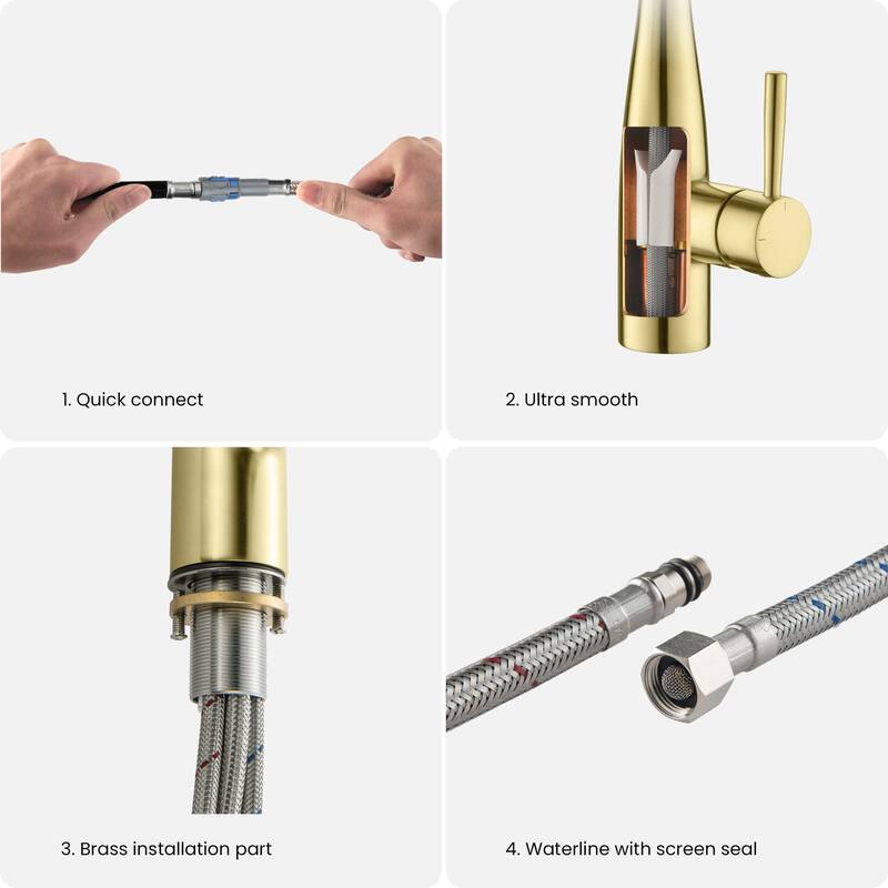 Bari-T Single Handle Pull Down Kitchen Sink Faucet