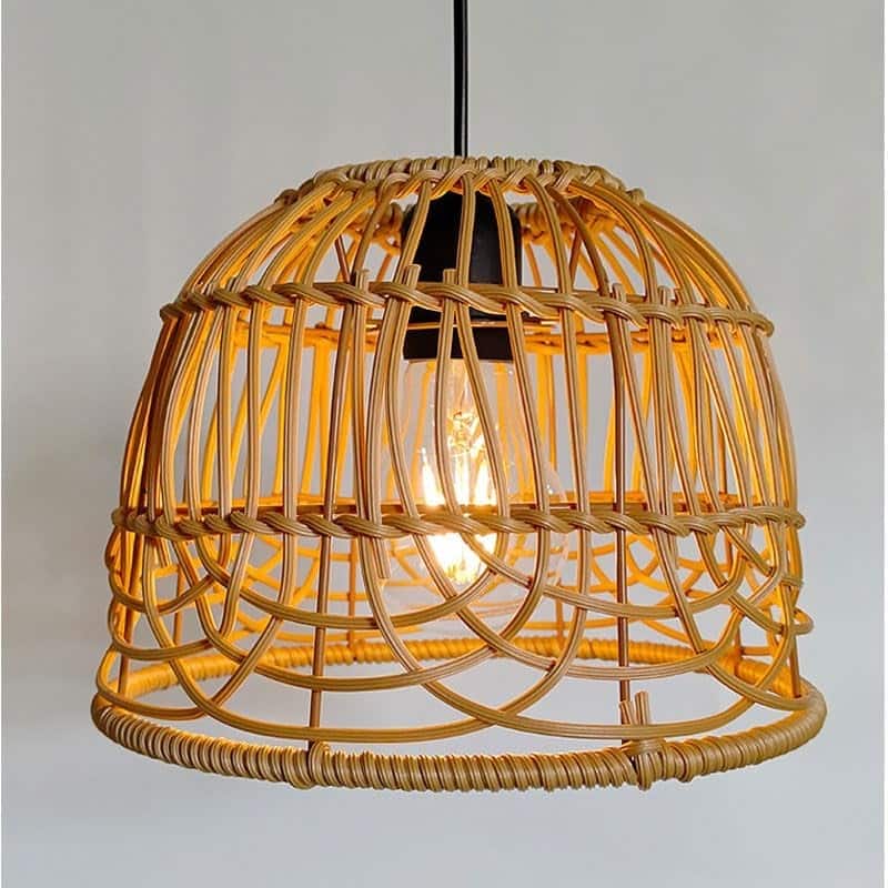 Handmade chandelier light brown pendant light bamboo rattan, polyvinyl chloride patio light