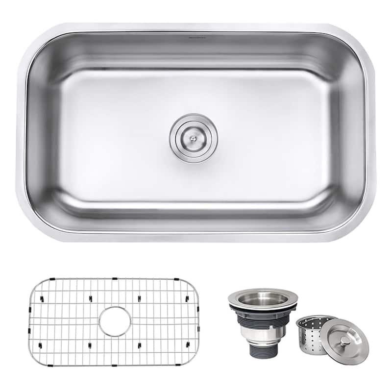 Ruvati 30-inch Undermount 16 Gauge Stainless Steel Kitchen Sink Single Bowl - RVM4250 - 30″ x 18-1/8″