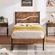 preview thumbnail 3 of 23, VECELO Twin Size Kids Bed Industrial Platform Bed Frame with Wood Headboard,Twin Size Bed Set of 2
