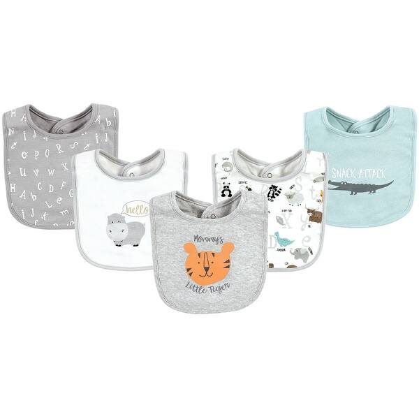 slide 1 of 1, Hudson Baby Unisex Baby Cotton Bibs, Alphabet Animals, One Size - Alphabet Animals - One Size One Size - Alphabet Animals