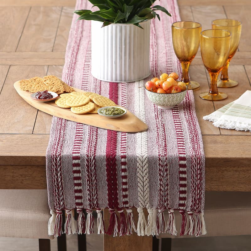 DII Black Braided Stripe Table Runner