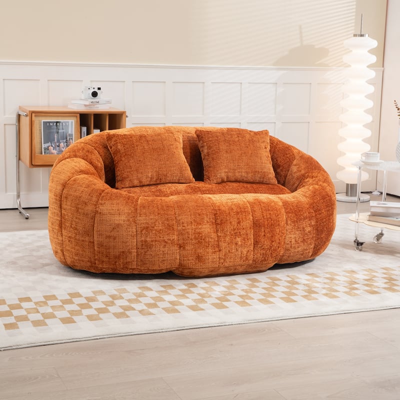 Modern Chenille 2-Seater Bean Bag Chair with 2 Pillows