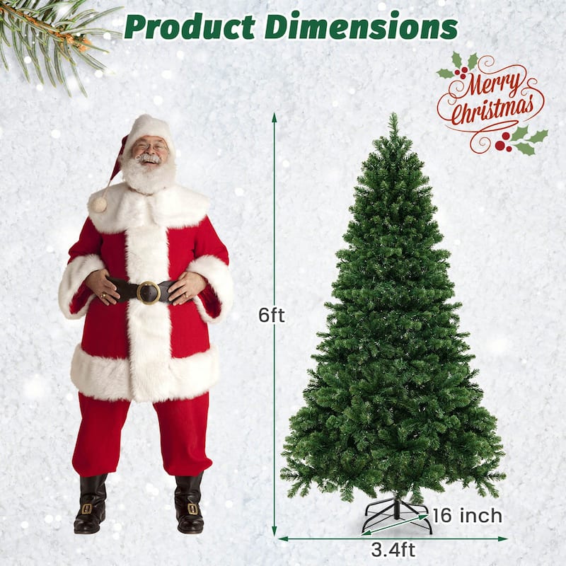 Gymax 6/7/8 FT Pre-Lit Artificial Christmas Tree Hinged Xmas Tree w/