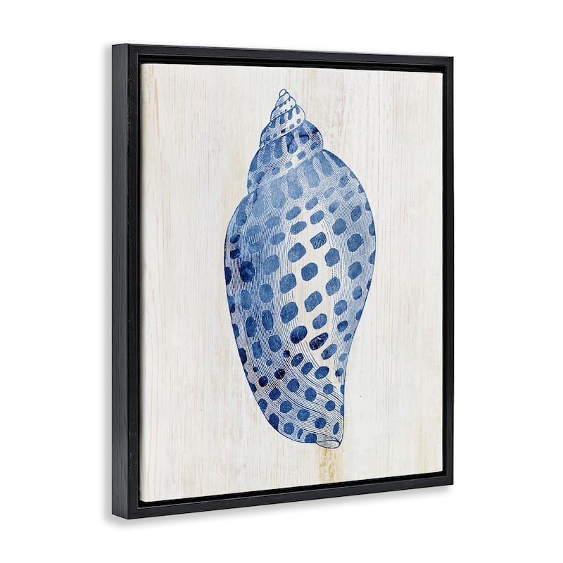 Stupell Spotted Blue Cowrie Shell Framed Floater Canvas Wall Art Design By Susan Arnot
