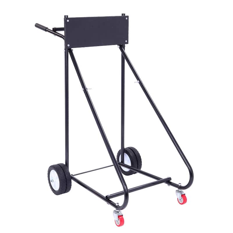 Outboard Boat Motor Stand Steel Carrier Cart - Black