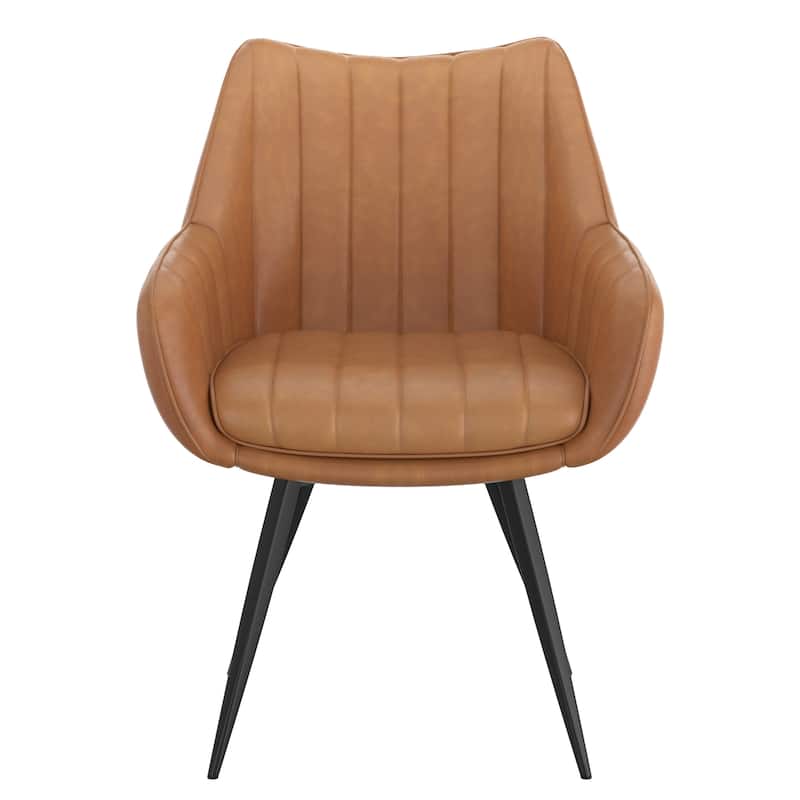 Modern Swivel Faux Leather & Metal Dining Chair, Set of 2