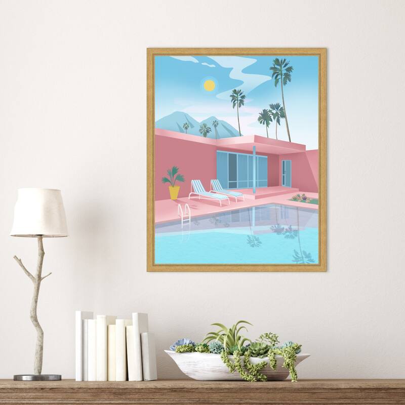 Palm springs by Petra Lizde Framed Canvas Wall Art Print - Sylvie Bright Gold