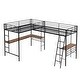 preview thumbnail 9 of 7, Twin Size L-Shaped Metal Loft Bed with Two Built-in Desks and Ladder , Black