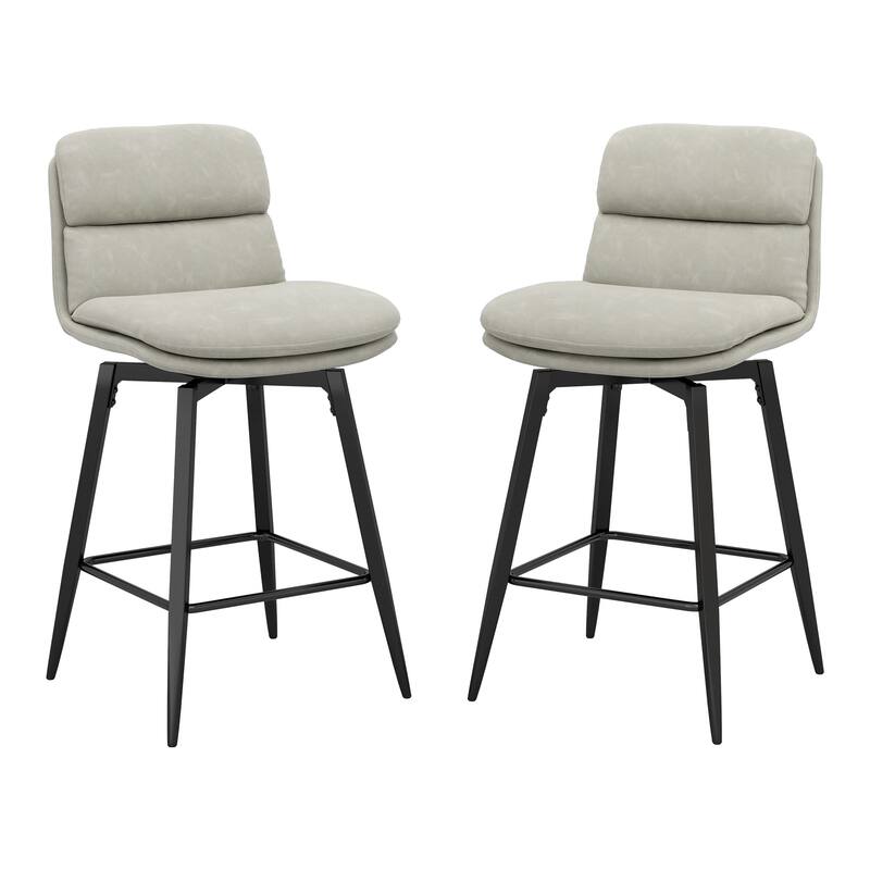 360°Swivel Bar Stools Set of 2/3/4, 26" H Seat Height with, Faux Leather Barstool for Kitchen Island and Home Bar Brown