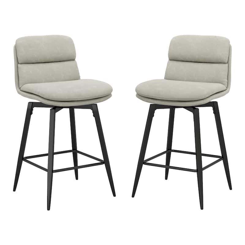 Upholstered Faux Leather Bar Stools with Back and Metal Legs Set of 2/3/4, 26" H Seat Height, 360° Swivel Bar Stools Brown
