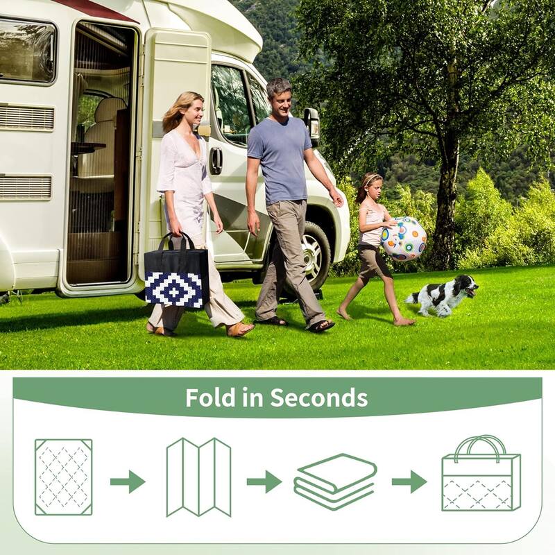 Reversible Charcoal Geometric Flat-Weave Recyclable Outdoor Rug