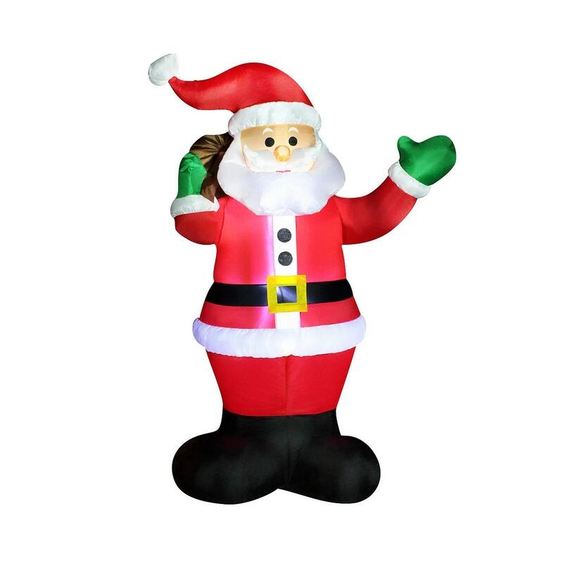 6 ft. Tall White, Green & Red Plastic Christmas Waving Santa Claus Inflatable - Multicolor