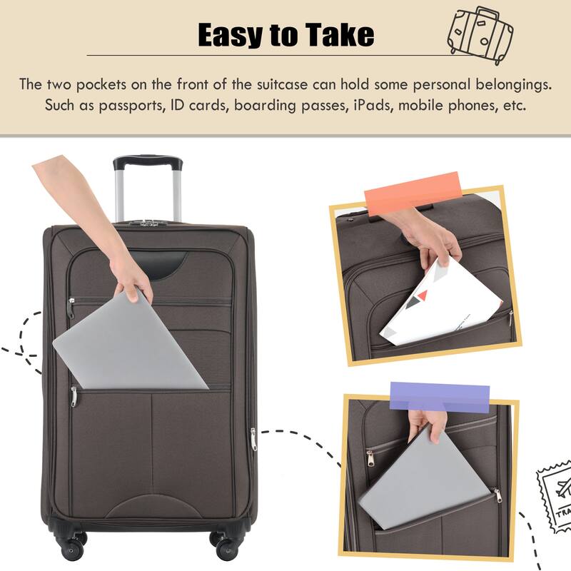 Softside Luggage Set with Expandable Suitcases, Duffel Bag, and TSA Lock, 4 Multi-Directional Spinner Wheels (20/24/28in)