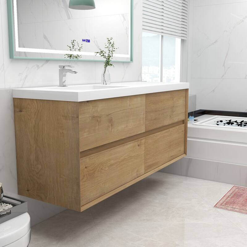 Selina 60" Wall Mounted Vanity with Single Sink on the Left - 60