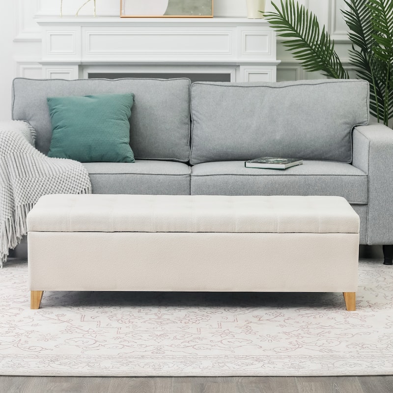Adeco 50" Bonded Leather Storage Ottoman Bench