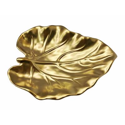 Botanic Collection Titanium Porcelain Leaf Plate 9"