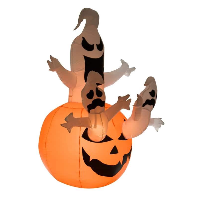 HomCom 6' Light-Up Orange Jack-o'-Lantern and Ghost Inflatable Halloween Decoration