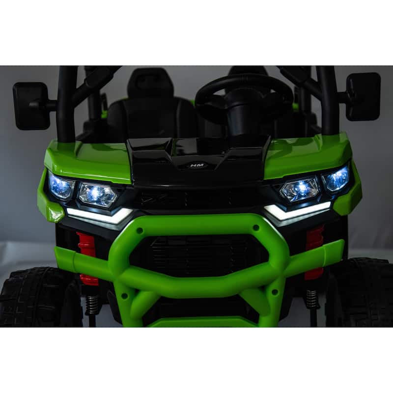 24V 2-Seater Kids Ride On Dump Truck with Remote, 4WD 6-Wheel UTV Car with Electric Dump Bed, LED Lights & Music