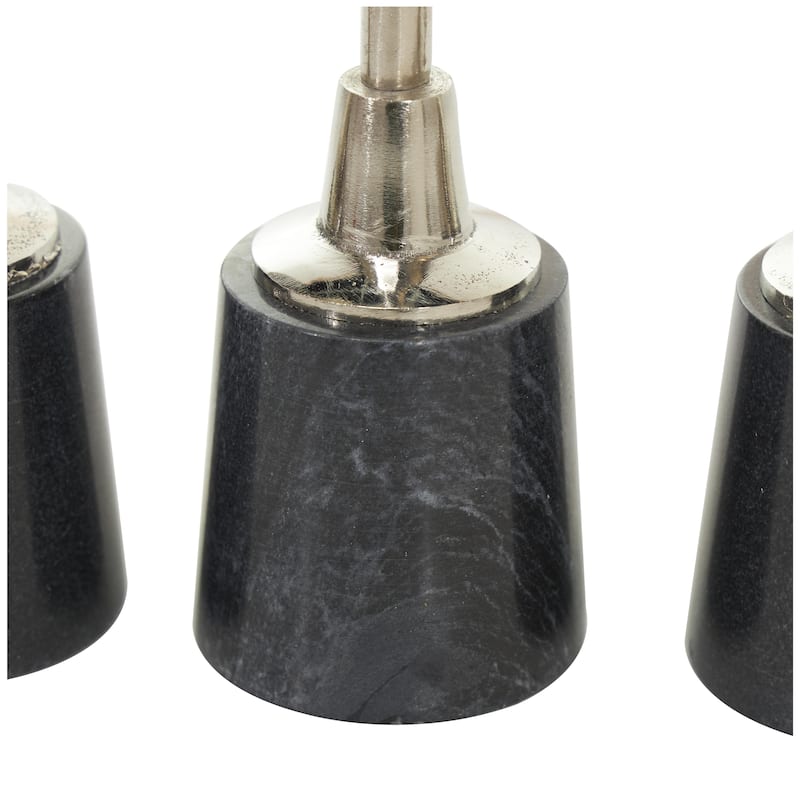 Aluminum Metal Slim Candle Holder with White Marble Base - Set of 3 Gold or Silver - Roche River Decor