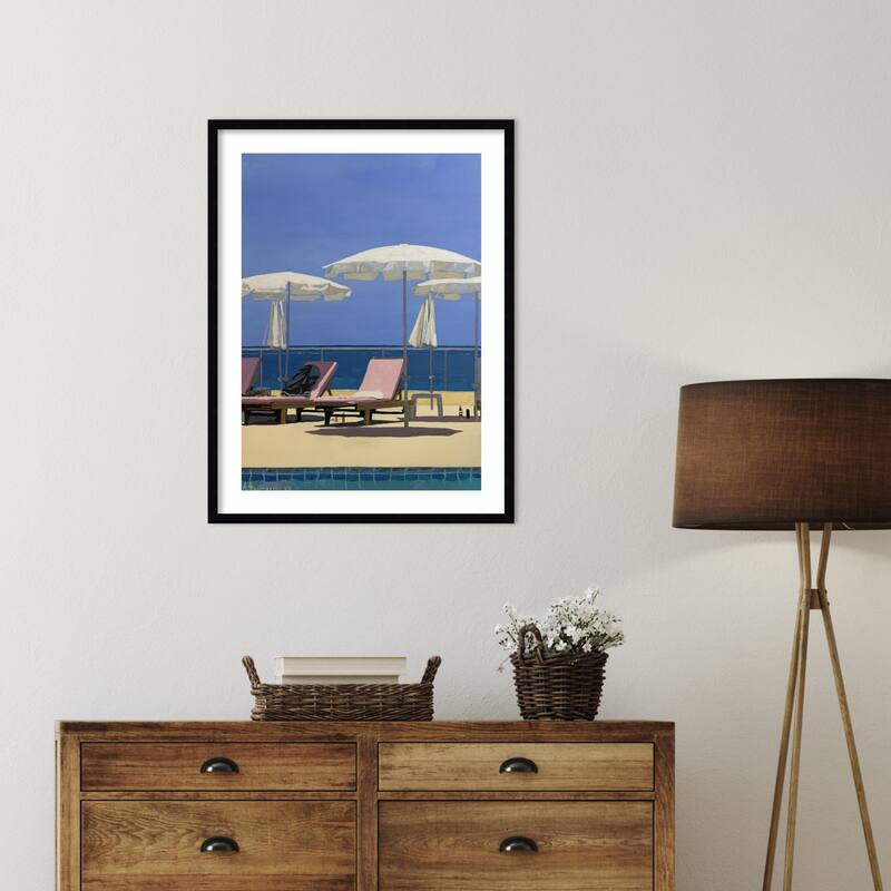 Seaside landscape by Borgenhag Holmqvist Wood Framed Wall Art Print - Svelte Noir Black