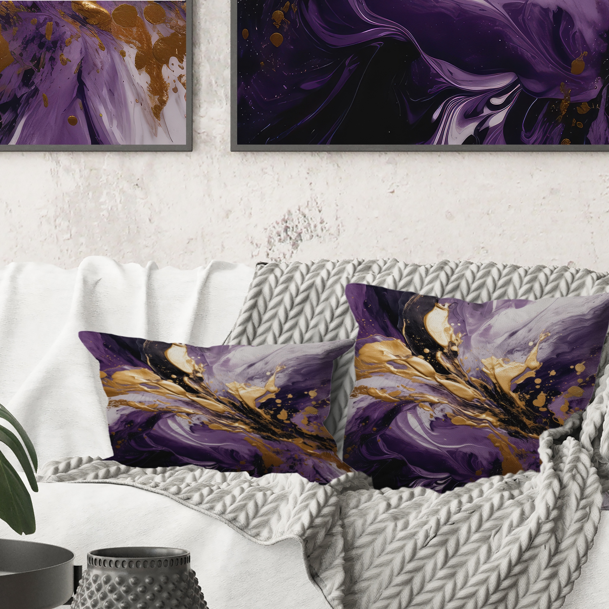 Purple and gold throw pillows new arrivals