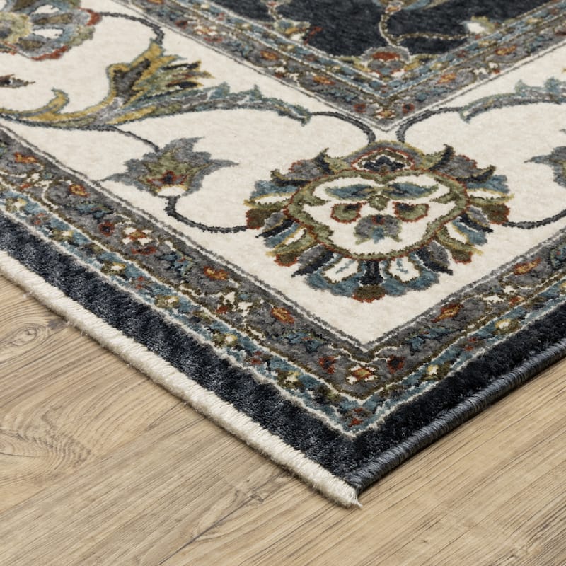 Style Haven Victoria Bordered Traditional Navy/ Ivory Area Rug
