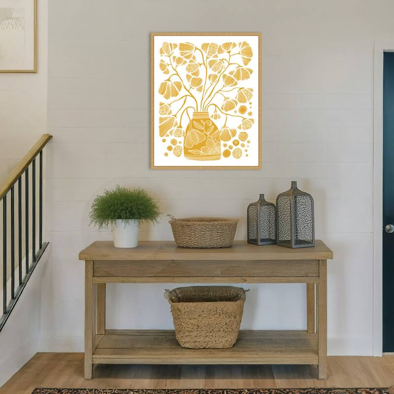Bloom Block Yellow by Valentina Harper Framed Canvas Wall Art Print