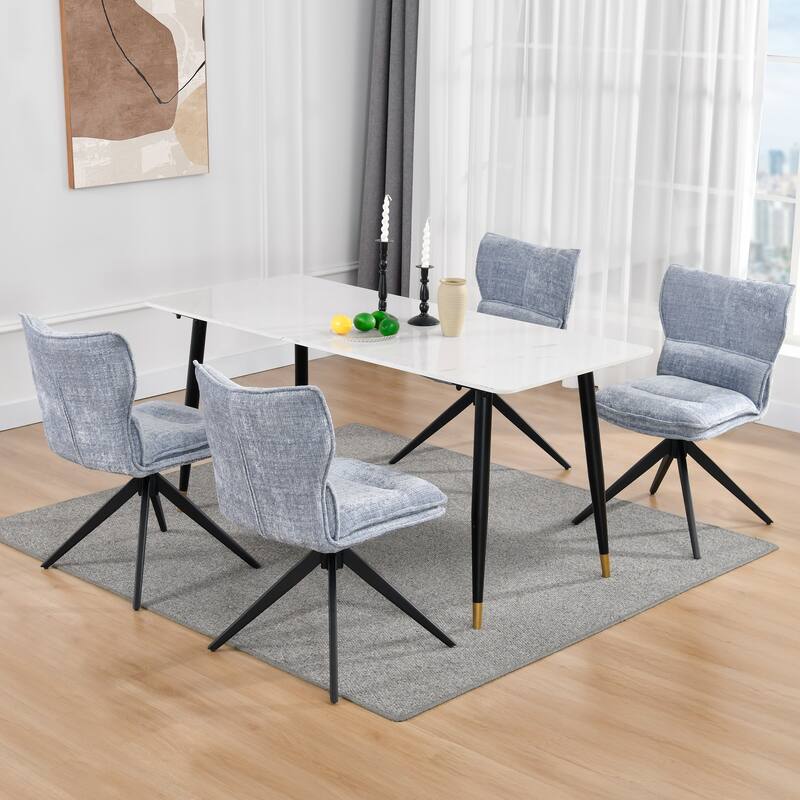 Modern Upholstered Swivel Dining Chairs Accent Side Chairs with Metal Legs