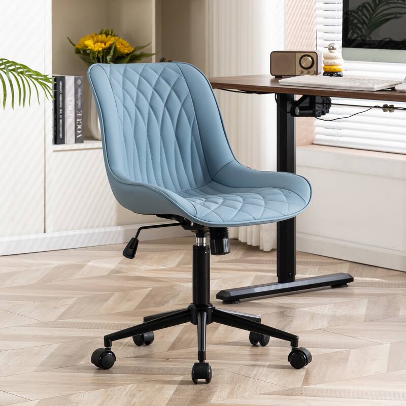 Armless Home Office Desk Chairs with Wheels Rolling Task Chair - Blue