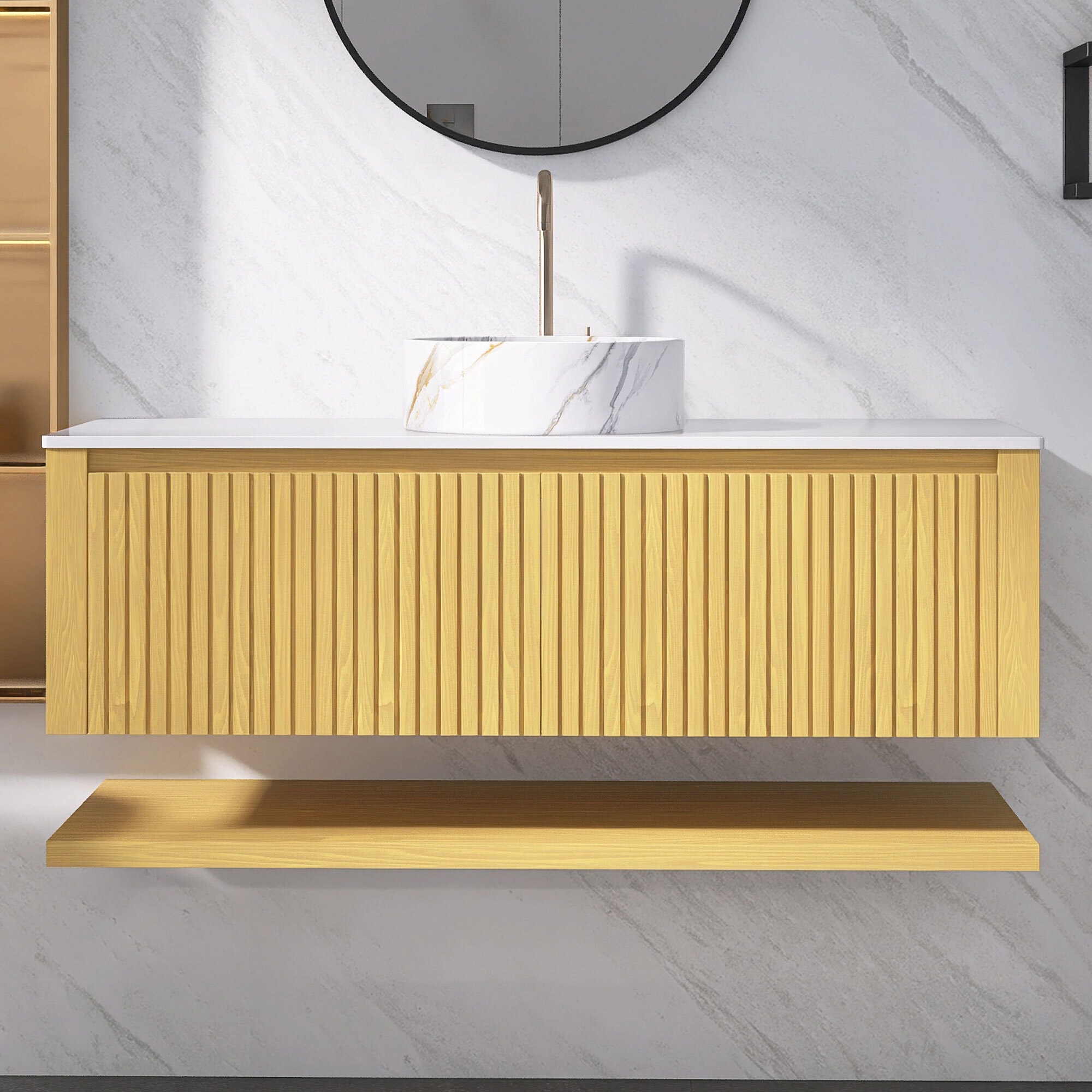 47.64" Wall-Mounted Bathroom Vanity with Ceramic Sink - 47.64'' x 18.9'' x 20.2''