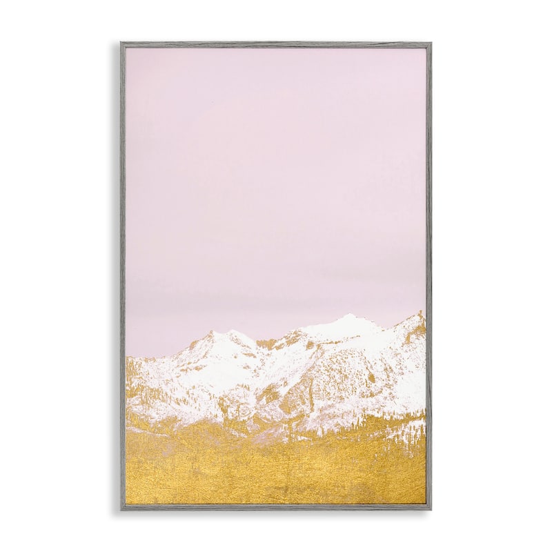 Stupell White Tipped Mountains on Pink Framed Giclee Art Design By Gemma Bardot - 16 x 24 - Grey