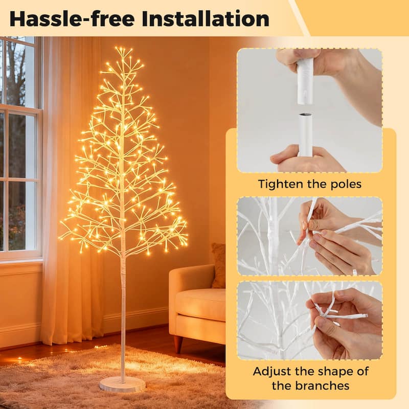 Costway 6 FT Lighted Birch Tree with 320 White Light LED Lights - See Details