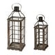 preview thumbnail 9 of 34, Glitzhome Oversized Farmhouse Wooden Metal Cage Candle Holders Patio Hanging Decorative Lanterns (Set of 2)