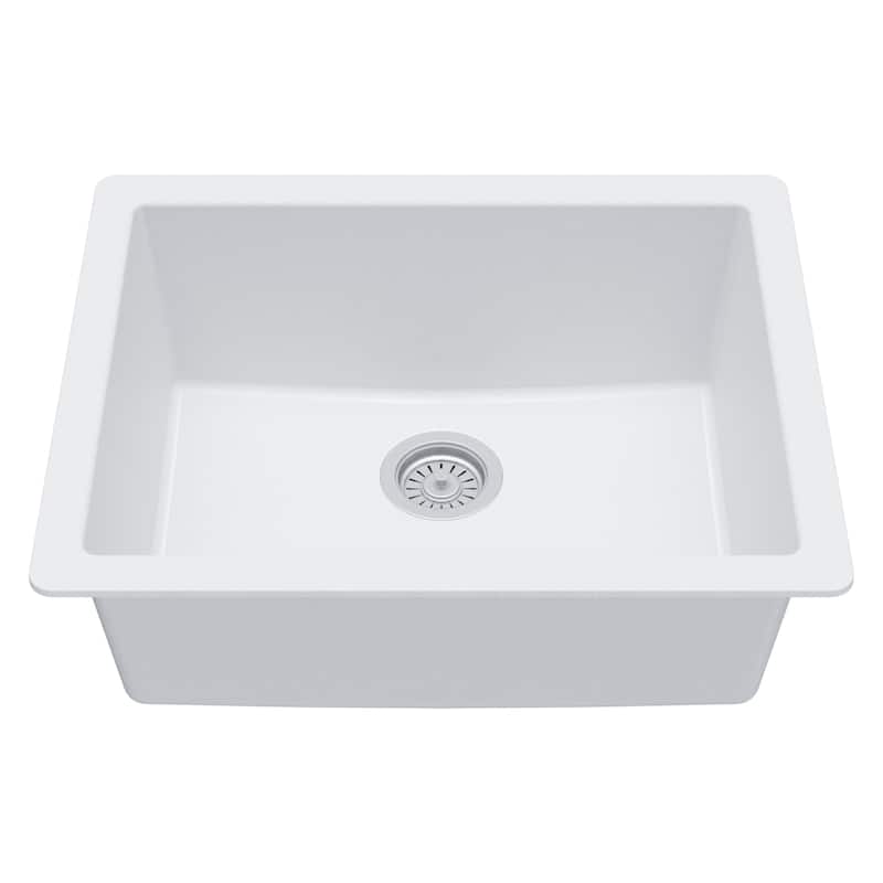 Karran Undermount 24.38 in Single Bowl Quartz Kitchen Sink - White