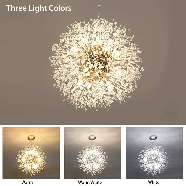8-Light Dandelion Crystal Chandelier Firework Pendant Ceiling Light - 15.7" Dia